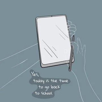 Back to school. vector illustration of tablet design with the hand in line .. Stock Illustration