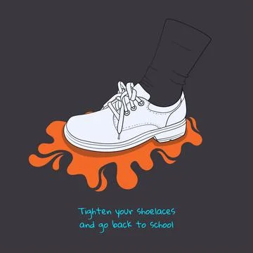 Back to school. vector illustration of white shoes in cartoon design for ad.. Stock Illustration