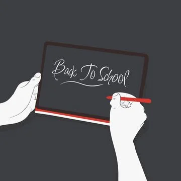 Back to school. vector illustration of writing back to school on tablet in .. Stock Illustration