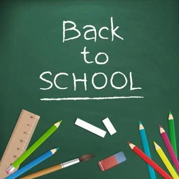 Back to school vector illustration written on blackboard. isolated. layered. イラスト素材