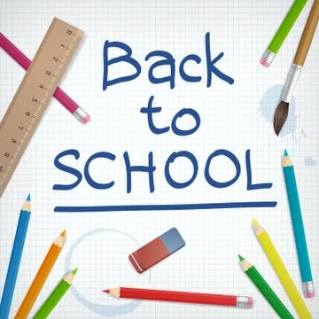 Back to school vector illustration written on notebap. isolated. layered. Illustrazione stock