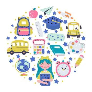Back to school vector isolated illustration Stock Illustration