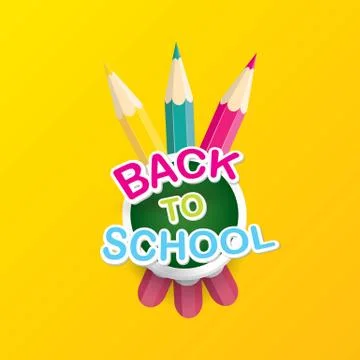 Back to school vector label with text and pencil Illustrazione stock