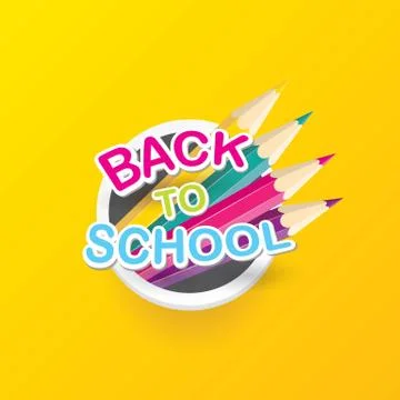 Back to school vector label with text and pencil イラスト素材
