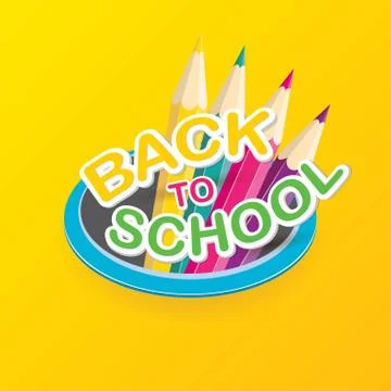 Back to school vector label with text and pencil Stock Illustration