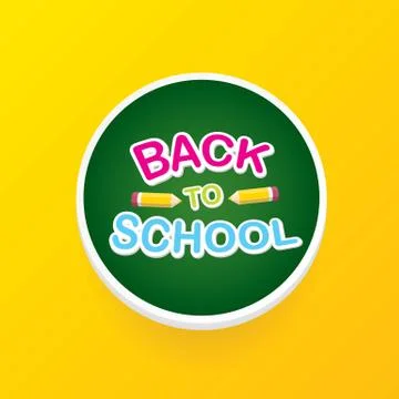 Back to school vector label with text and pencil Stock Illustration