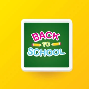 Back to school vector label with text and pencil Stock Illustration