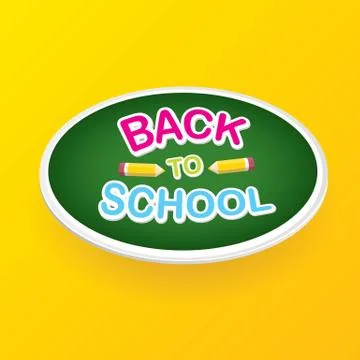 Back to school vector label with text and pencil Stock Illustration