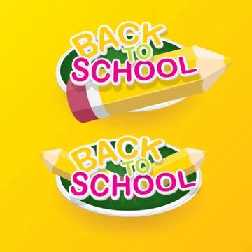 Back to school vector label with text and pencil Illustrazione stock