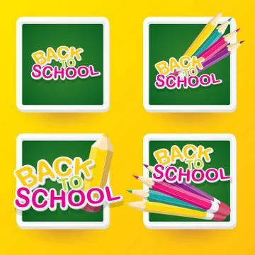 Back to school vector label with text and pencil Stock Illustration