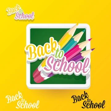 Back to school vector label with text and pencil Stock Illustration