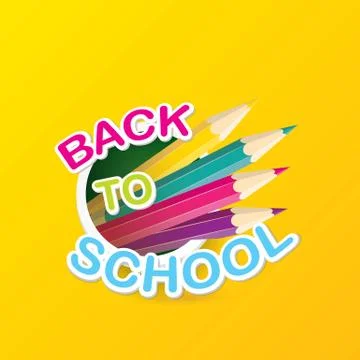 Back to school vector label with text and pencil Illustrazione stock