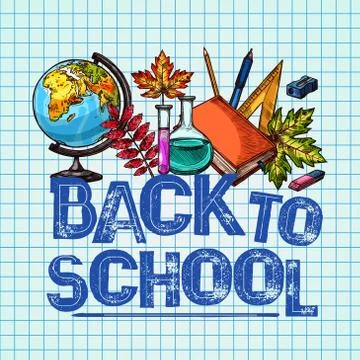 Back to School vector poster study stationery Stockillustratie