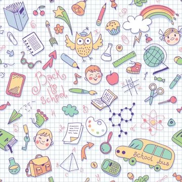 Back to school. Vector seamless pattern. Stock Illustration