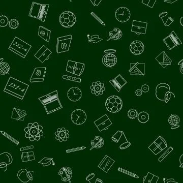 Back to school, vector seamless pattern, square Stock Illustration