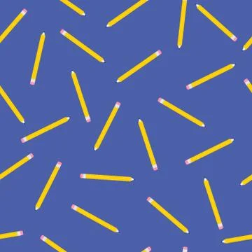 Back to school. Vector seamless pattern with pencils on blue background 스톡 일러스트
