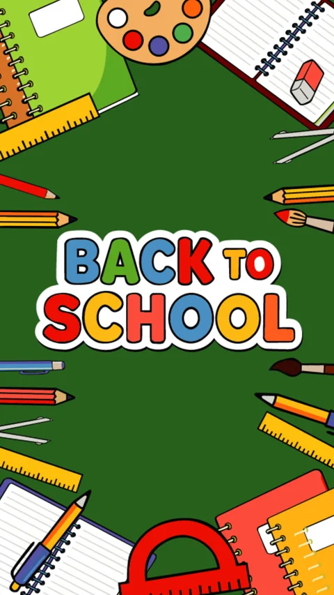 Back to School Vertical Background with Educational Supplies and Learning To Stock Footage 337594831