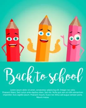 Back to school vertical background with realistic pencils Stock Illustration