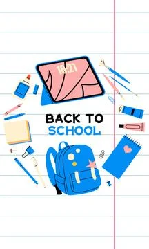Back to School Vertical Banner with Tablet Stock Illustration