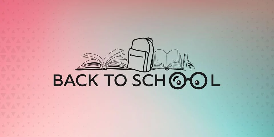 Back to school wallpaper with glasses instead of letters O. Gradient backgr.. Stock Illustration