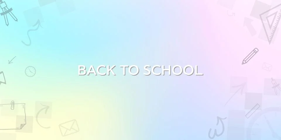 Back to school wallpaper. Gradient background, school images. Vector illust.. 스톡 일러스트