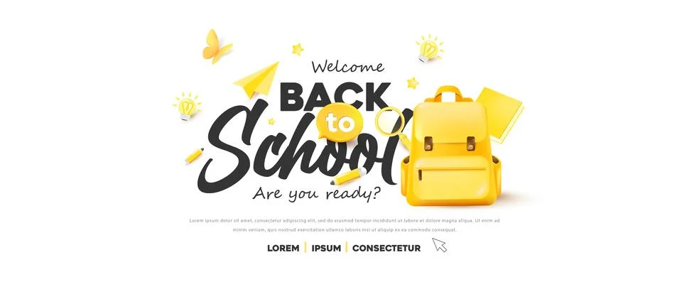 Back to school web banner background layout decorate with school supplies Stock Illustration