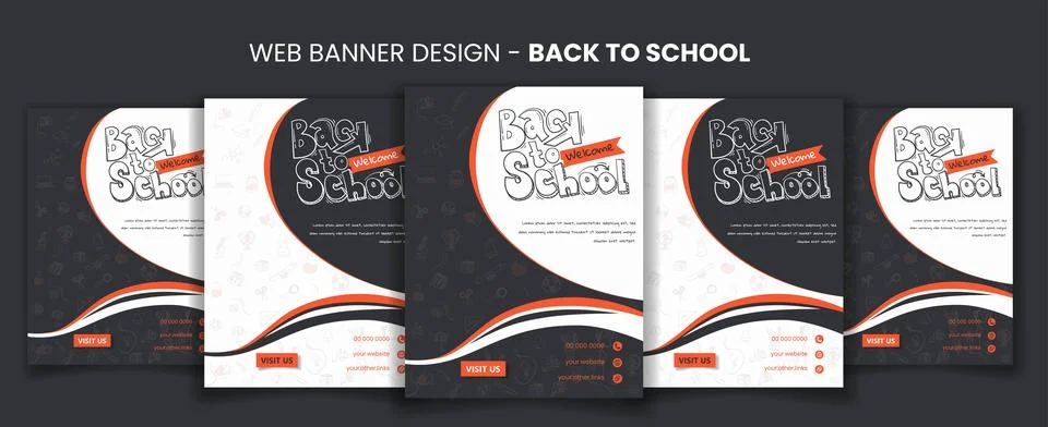 Back to school. Web banner template design for back to school campaign with.. Stock Illustration
