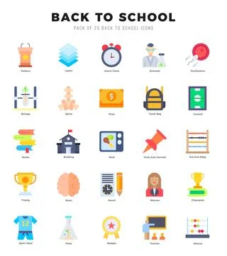 Back To School web icons in Flat style. イラスト素材