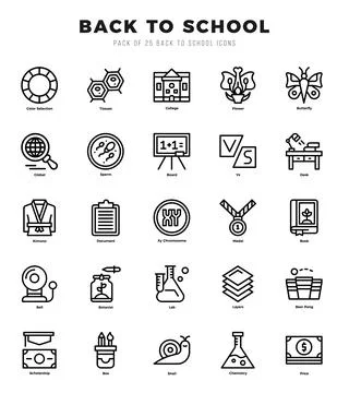 Back To School web icons in Lineal style. Ilustración de archivo