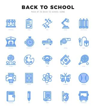 Back To School web icons in Two Color style. Ilustración de archivo