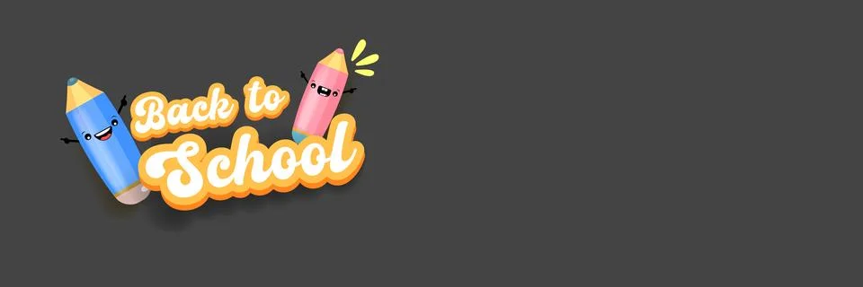 Back to school website banner vector illustration. Back to school Cute kawaii Stock Illustration