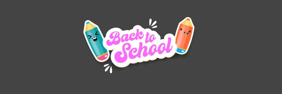Back to school website banner vector illustration. Back to school Cute kawaii Stock Illustration