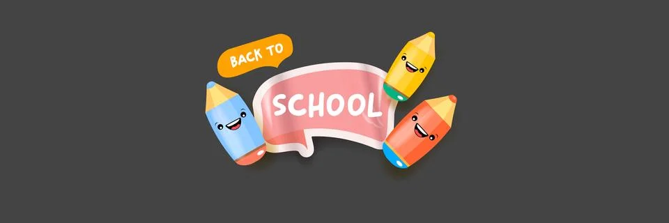 Back to school website banner vector illustration. Back to school Cute kawaii Stock Illustration