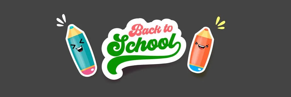 Back to school website banner vector illustration. Back to school Cute kawaii Stock Illustration