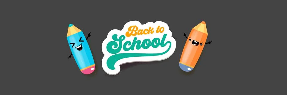 Back to school website banner vector illustration. Back to school Cute kawaii Stock Illustration