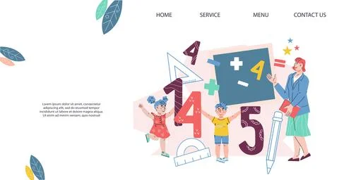 Back to school website or landing page template flat vector. Stock Illustration