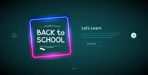 Back to School Website Template with Neon Stock Illustration