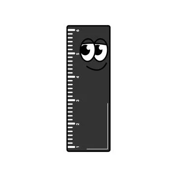 Back to school weird character. Funny ruler with cute face. Groovy element .. Stock Illustration