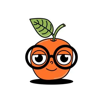 Back to school weird character. Funny apple with glasses with cute face. Gr.. Stock Illustration