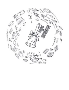 Back to school. White background with drawings on the theme of education. Stock Illustration