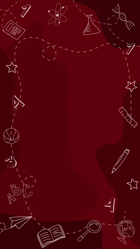 Back to school white hand draw school supplies icon on red background. Loop Video stock 313240678