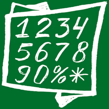 Back to school. White numbers on a green background Sketch numbers are writte Stock Illustration