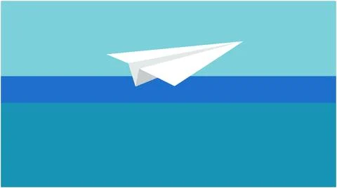 Back to School White paper plane flying over light blue sea graphic with ai.. Stock Illustration