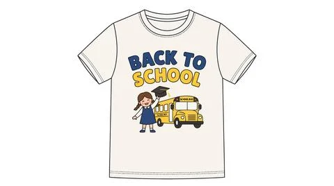 Back to school white t shirt design featuring graduating student, clothing Stock Illustration