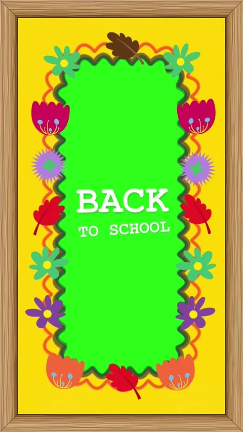 Back to School Wooden Frame Loop with Green Screen Chroma Key Stock Footage 346270663