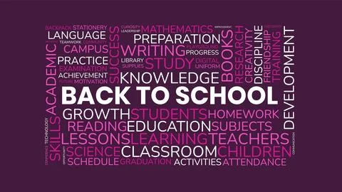Back to School Word Cloud Vector Illustration with Educational Typography K.. Stock Illustration