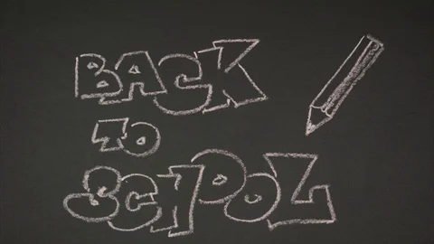 Back to school  written by chalk on blackboard. Stop motion Video stock 115600403