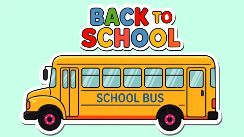 Back to School Yellow School Bus Animation with Education Theme Stock Footage 337877920