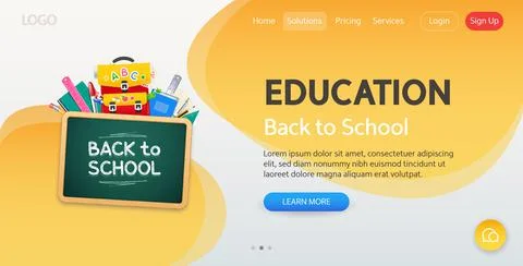 Back to School Yellow Website Template Illustrazione stock