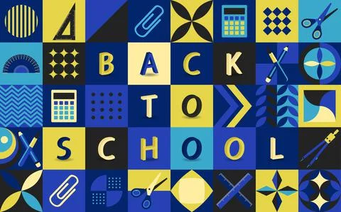 Back To SchoolaBack to School Vector Illustration Neo Geometric Style Background Stock Illustration